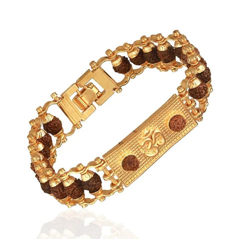 Gold Plated Modern Om Rudraksha Bracelet