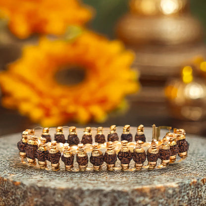 Gold Plated Golden Beads Modern Rudraksha Bracelet