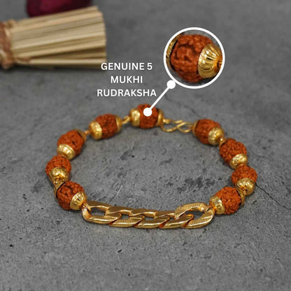 Gold Plated Links Rudraksha Bracelet For Men