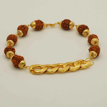 Gold Plated Links Rudraksha Bracelet For Men